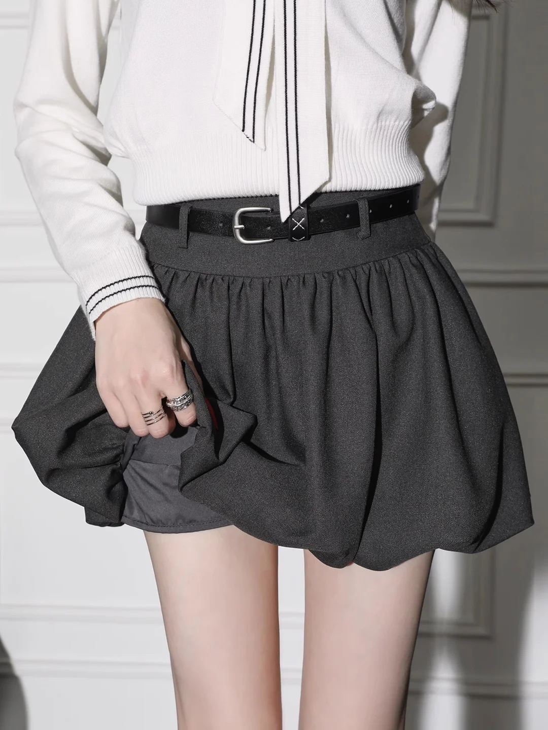 

Женская юбка-фонарик с цветочным принтом, весна-лето, короткая, с высокой талией, утягивающая, не просвечивающая, А-силуэт, пышная