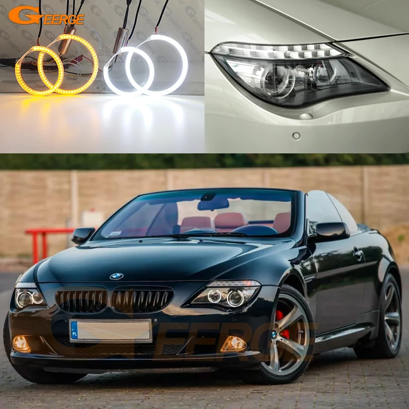 

For BMW 6 SERIES E63 E64 630Ci 630i 645Ci 650i M6 Ultra Bright A/W Switchback DRL Turn Signal SMD LED Angel Eyes Kit Halo Rings