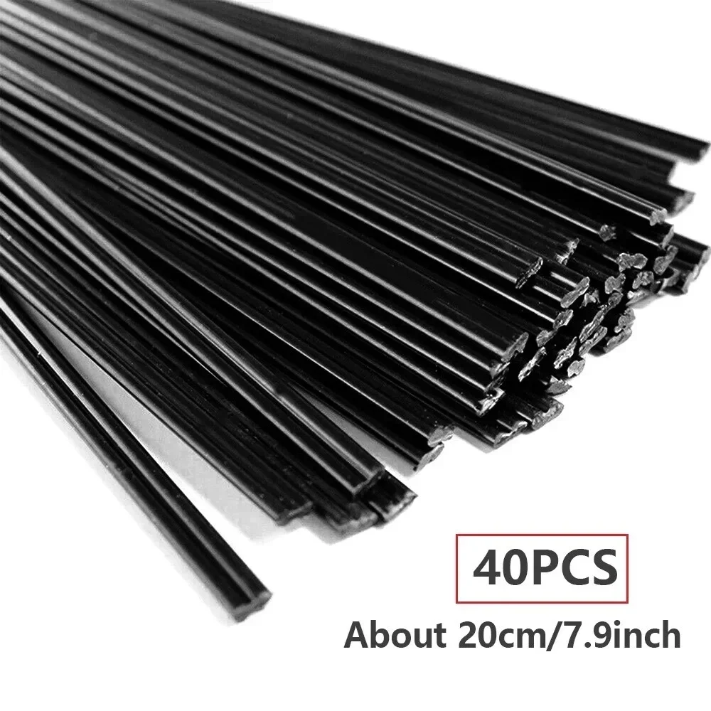 Hastes de soldagem de plástico preto para pistola de soldador de ar quente, Auto Car Bumper Repair, PP Sticks, Floor Soldering Tool, 200mm, 40Pcs