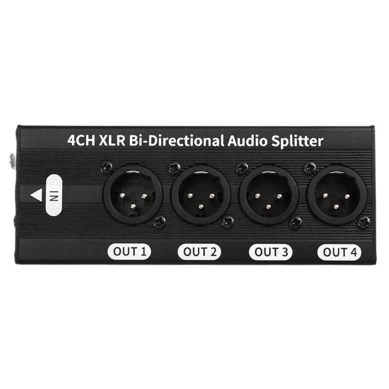 AA08-Balanced XLR Audio Signal Splitter 1 Input 4 Output 3-Pin Connector No Power Required 1X4 Splitter Box