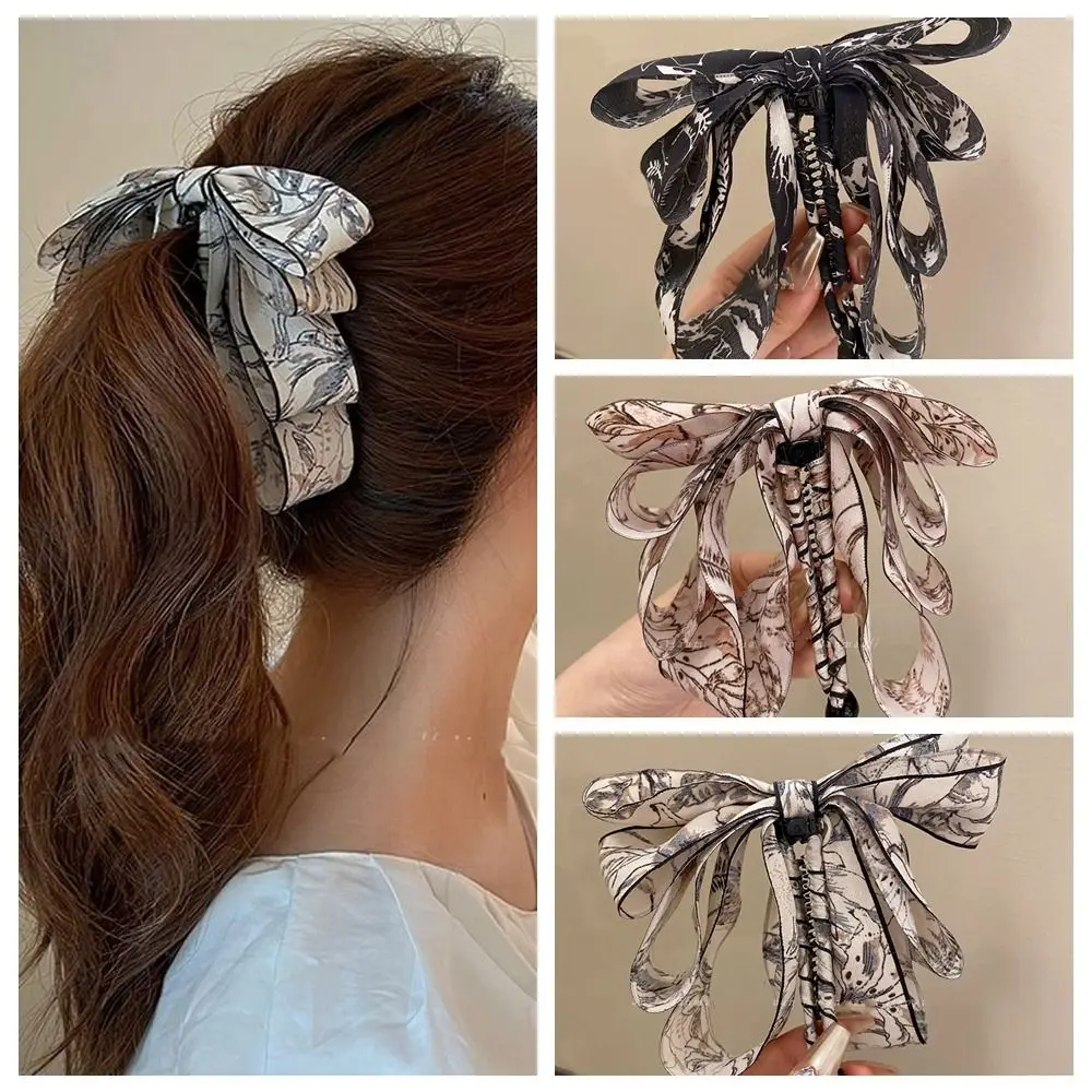 Cute Bowknot Bow Banana Clip Korean Style Hair Clip Vertical Clip Headwear Hair Claw Ponytail Hold