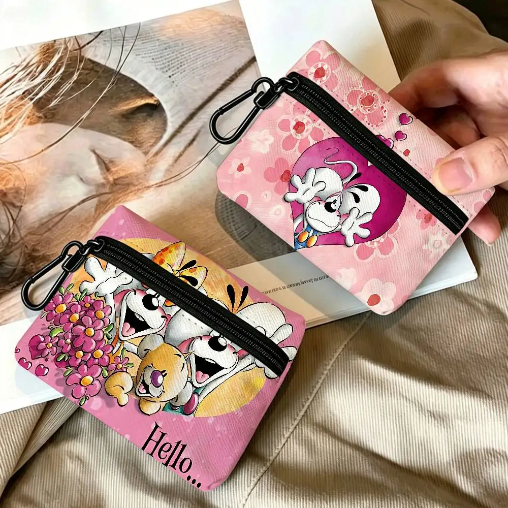 Cartoon Diddl Cute Portable Mini Oxford Cloth Coin Purse With Carabiner Hook Zipper Key Card Earphone Storage Wallet