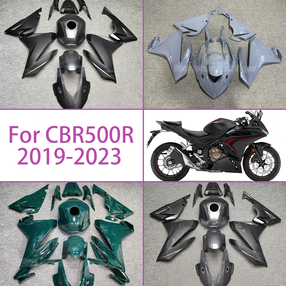 

For 2019-2023 Honda CBR500R Carbon Fiber Effect ABS Plastic Fairings 19-23 CBR 500R Motorcycle Body Fairing Kit
