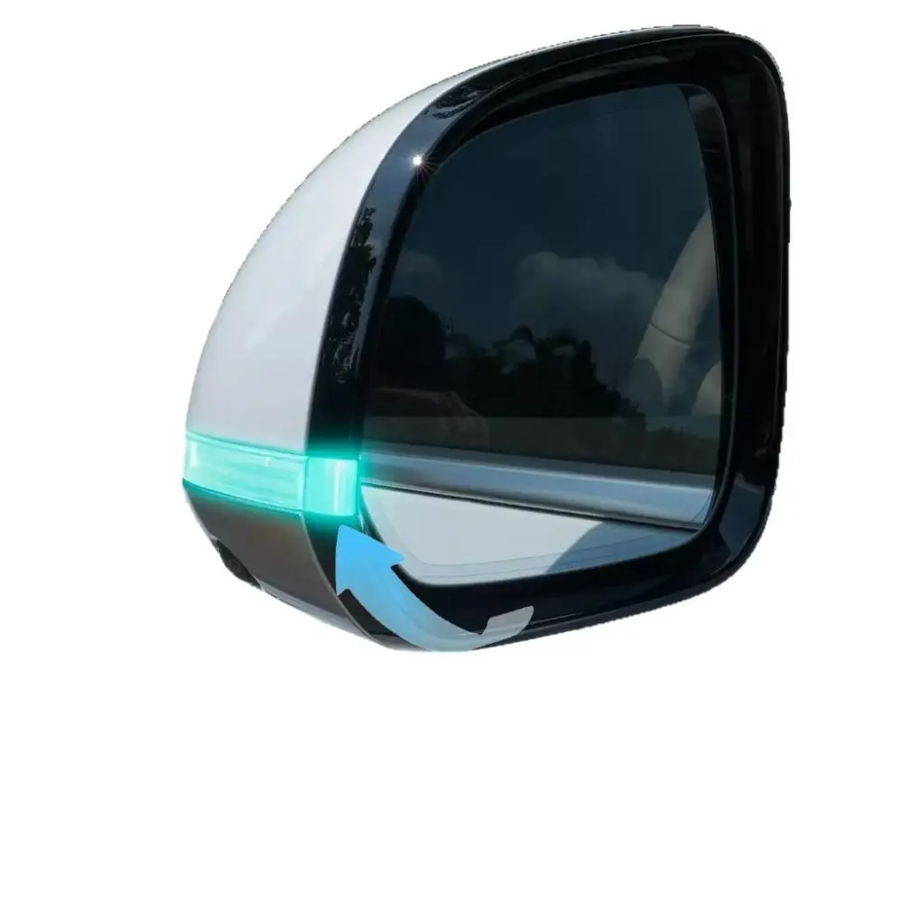 2PCS Universal Car Mirror Light Guide Block Transparent Self-adhesive Car Rearview Mirror Light Exterior Decoration Blue LED