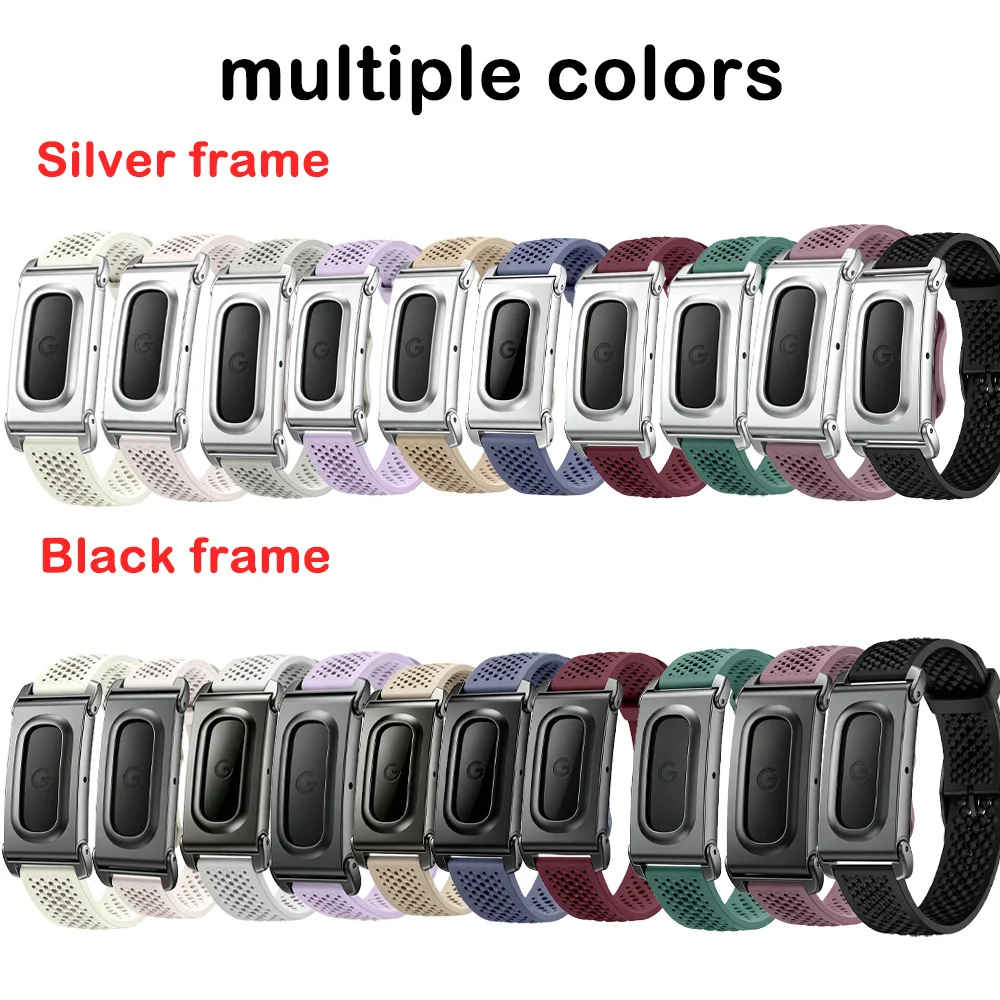 Silicone Band for Google Fitbit Air Metal Frame Adjustable Porous and Breathable Sport Replacement Strap for Google Fitbit Air