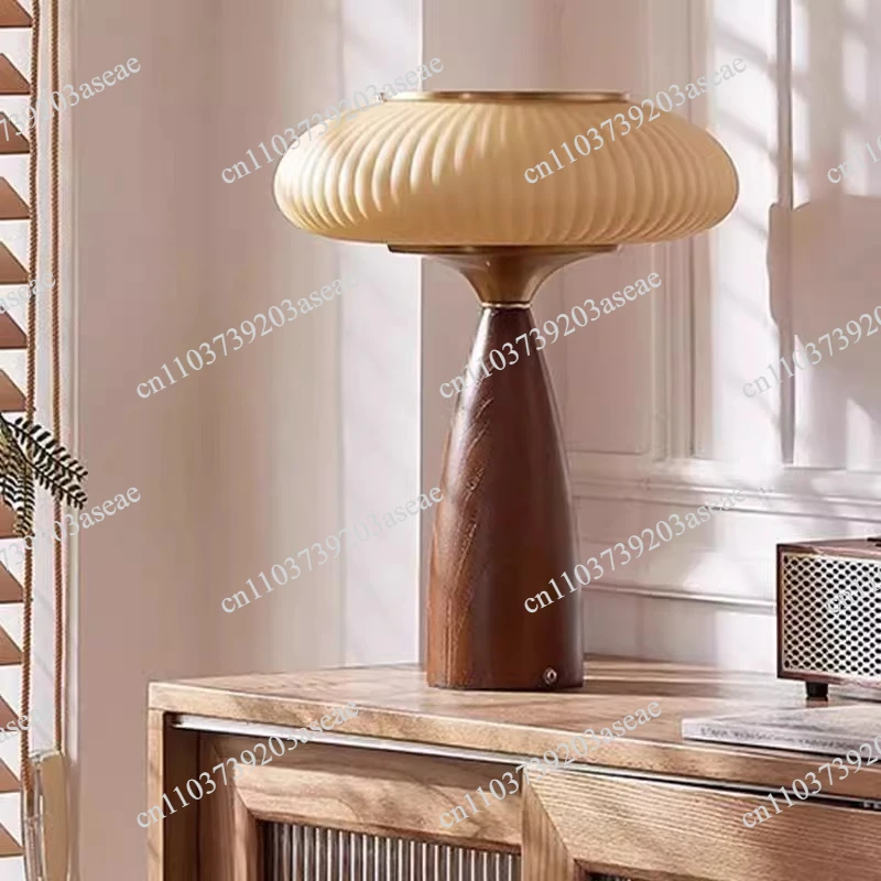 Ash wood table lamp high value charging French bedroom premium light luxury bedside lamp ambient light