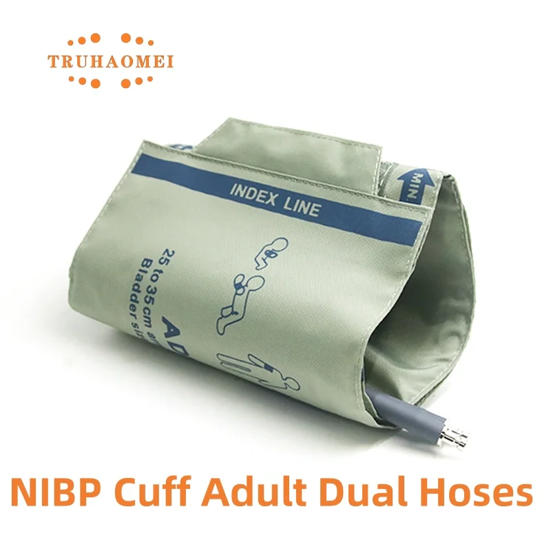 Reusable Blood Pressure NIBP Cuff for Mindray Monitor with Connector Adult Size 25 to 35 cm Single or Double Hoses