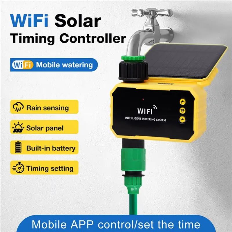 Zigbee Solar Powered WIFI Irrigation Timer Smart Life APP Control For Garden Outdoor Tap Valve Automation System
