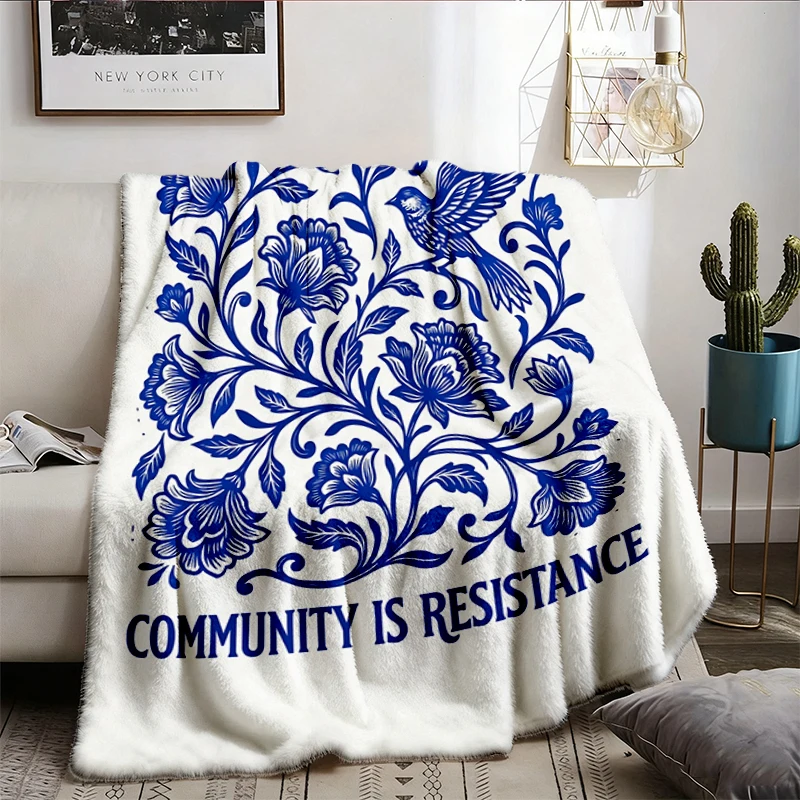 Community Is Resistance Floral Protest Colors Flannel Blanket, Equal Rights Flannel Blanket, Women's Flannel Blanket