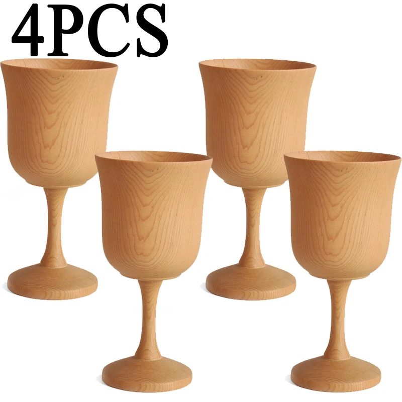 

Wooden Cup Goblet Environmental Classical Wine Glass Round Red Wine Teapcup Solid Wooden Goblets Drinkware Dining Bar Drinkware