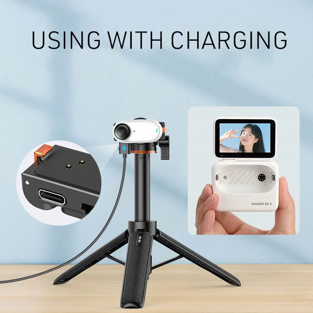 Aluminiowa magnetyczna baza ładująca VRIG do Insta360 GO3/GO3S, adapter kamery z szybkim mocowaniem i portem 1/4 Gopro do statywu. — zdjęcie produktu 5