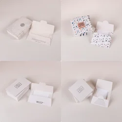 25/50PCS Fashion Jewelry Organizer With Wipe Cloth Necklace Earring Packaging Display Box Label Card Kraft Paper Material