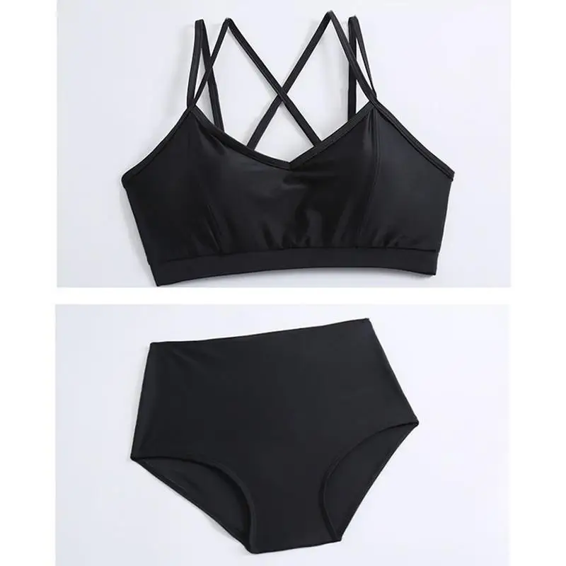 Womens Swimsuits Bikini Sets 3Pcs Soft Swimsuits Bikini Set With Sun Protection Blouse Elastic Comfort Polyester Swimwear For