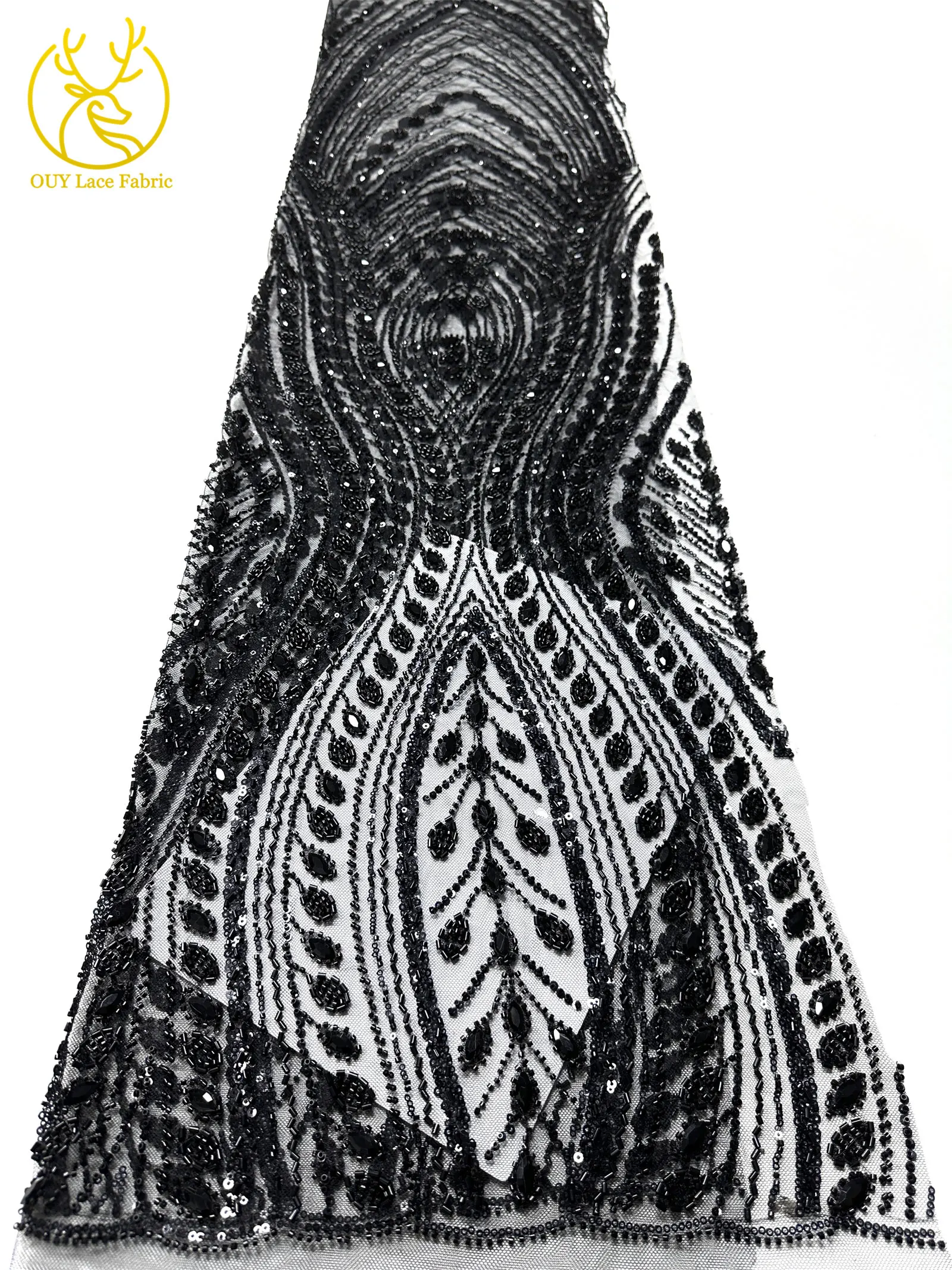 Nigerianischer handgefertigter Perlen-Diamant-Spitzenstoff, neuester 2026 eleganter afrikanischer Pailletten-Tüll-Spitzenstoff für Hochzeitskleider. – Detail 24