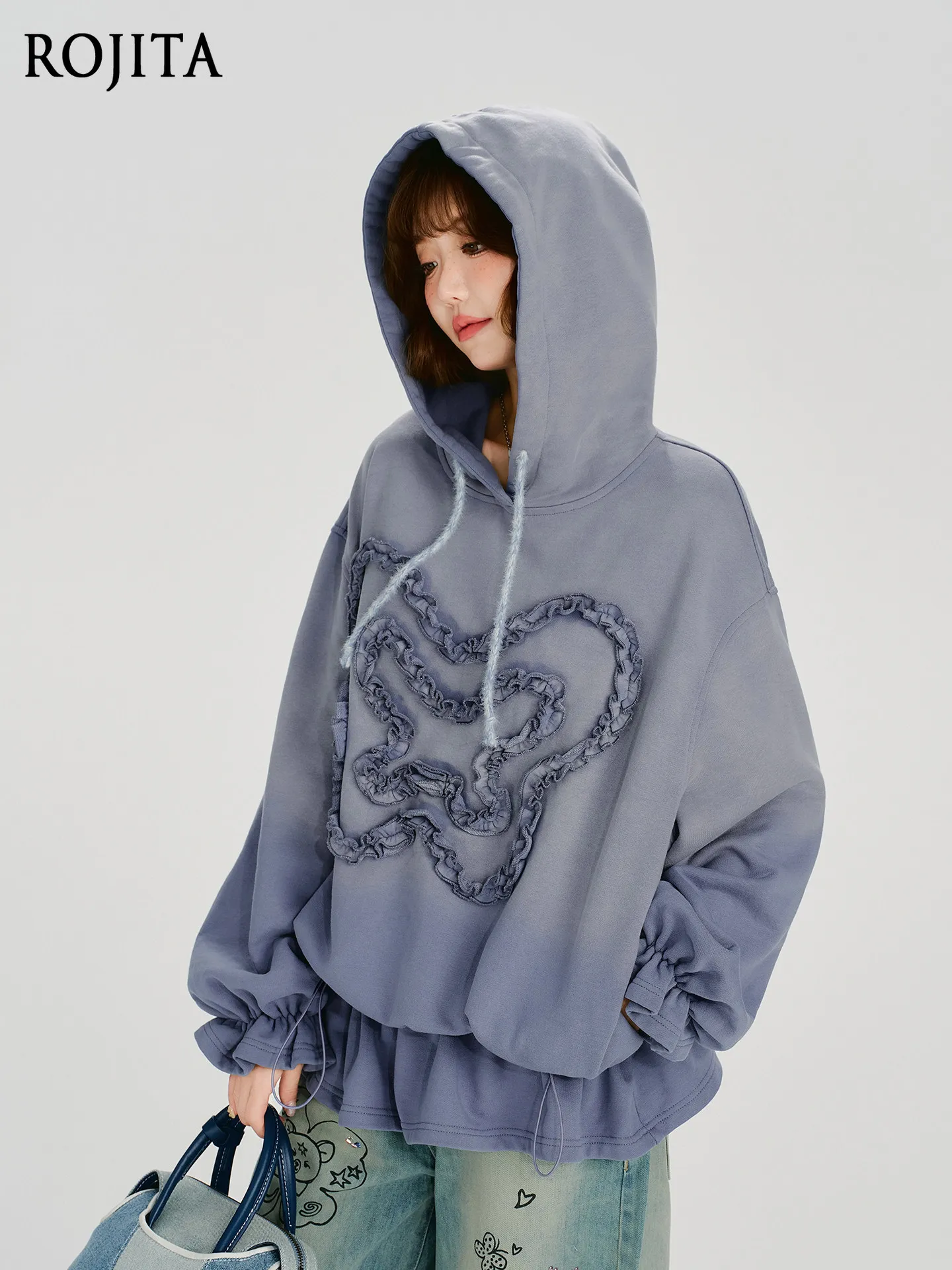 American Retro Water Heavy Industry Wash Gradual Change Hooded Sweater Women's Autumn and Winter Design Sense Loose Top
