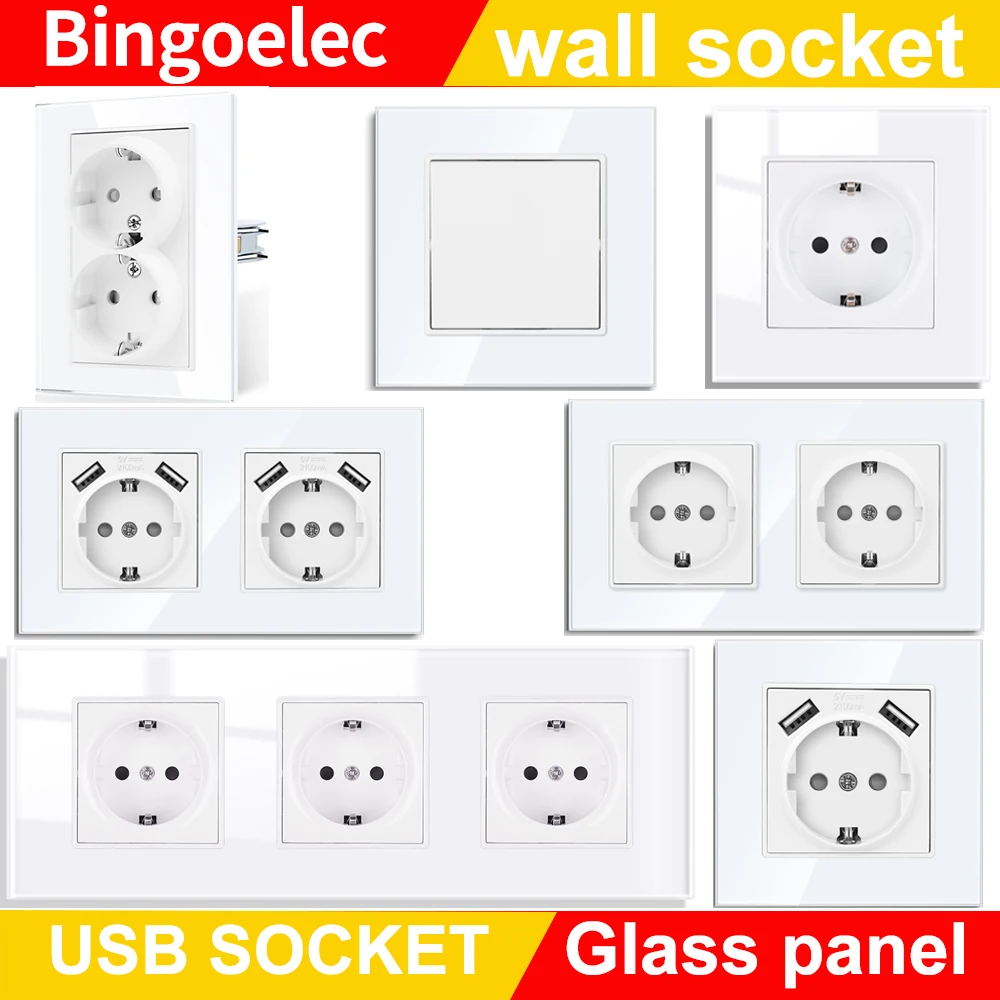 EU 표준 USB 소켓 이중 콘센트, 16A 유리 패널, AC 110 ~ 250V, 118mm x 86mm, 이중 프레임 벽 USB 전원 콘센트를 이중 콘센트 16A USB 전원 콘센트 EU 표준, 유리 패널, 110 ~ 250V, 118mm x 86mm으로 변경합니다.