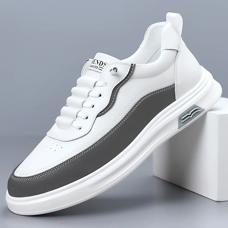 

Новые кожаные кроссовки для мужчин на весну-лето, однотонные, модные, повседневные, без шнурков, высокого качества, Zapatillas Hombre