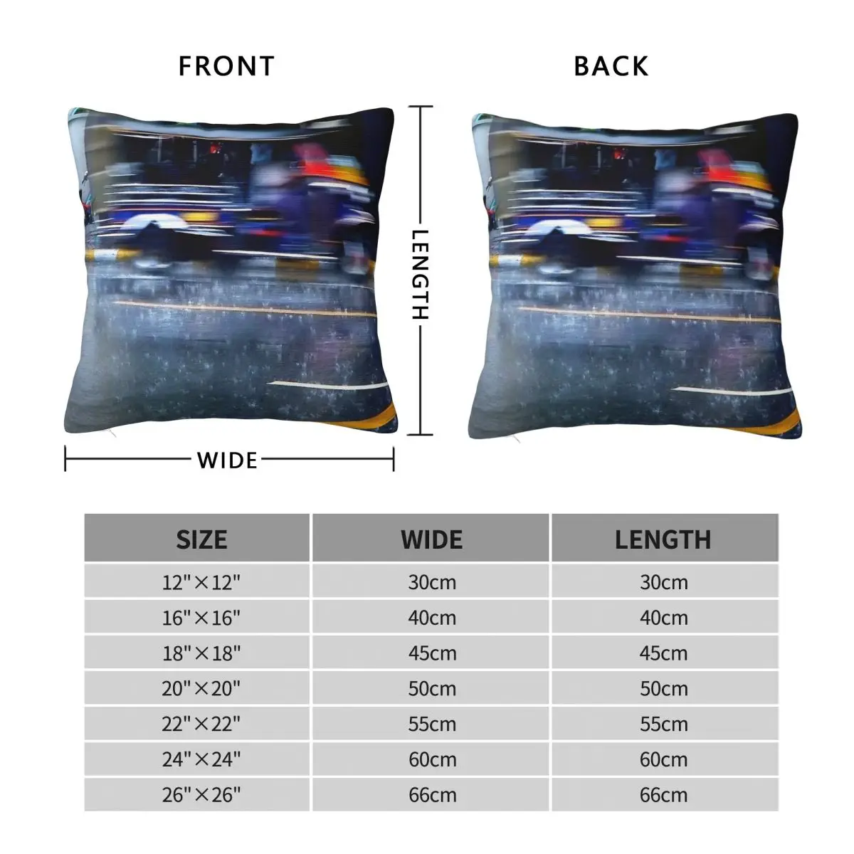 Tuk Tuk In The Rain Square Pillowcase Polyester Linen Velvet Printed Zip Decor Throw Pillow Case Home Cushion Cover 45x45