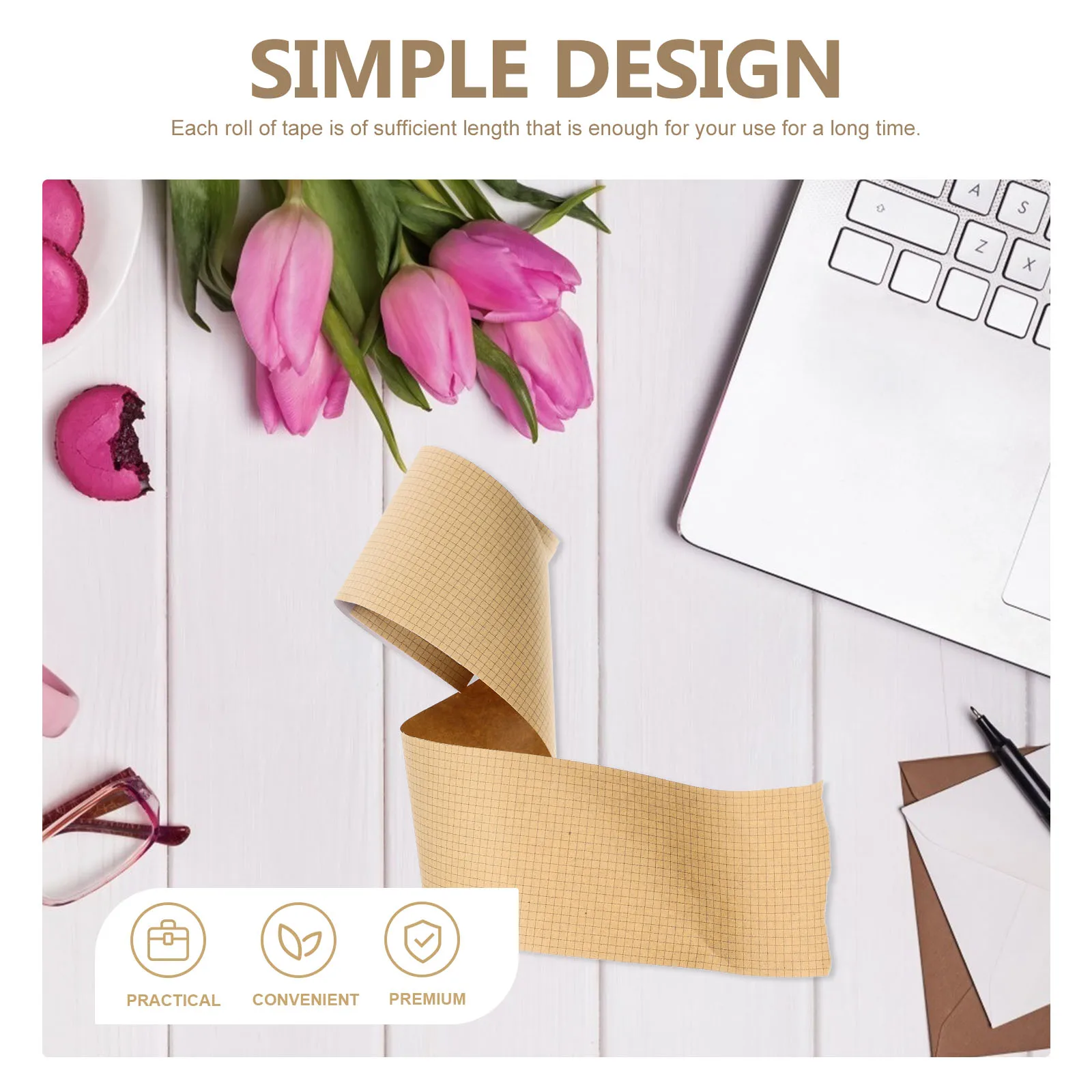 

2 Rolls Kraft Paper Tape 60mmx3m Brown Retro Decorative Adhesive Tapes for Scrapbook DIY Crafts Gift Boxes Stationery