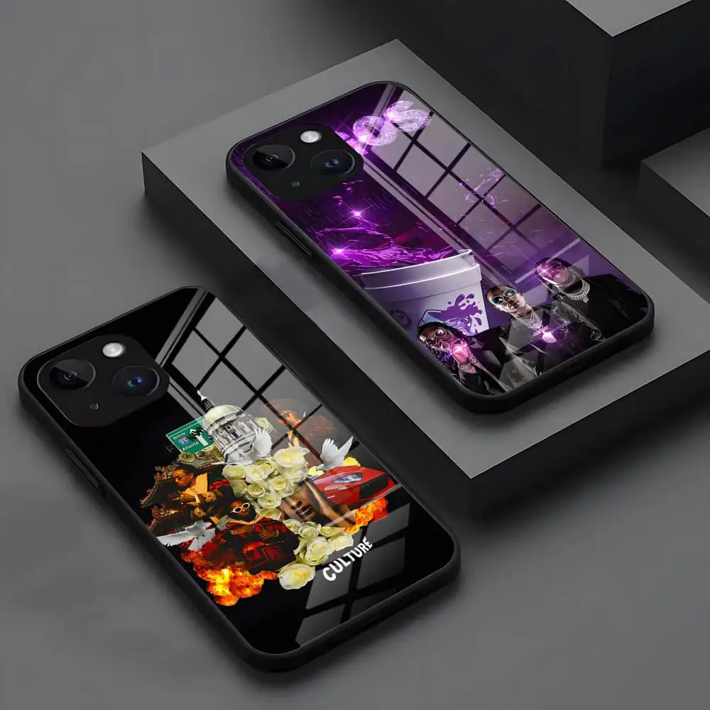 M-MiGos Singer Q-QuAvOS Phone Case For IPhone 15 Pro 16 15 14 13 12 11 Mini X XS XR Max 6 8 Plus SE 2020 Glass Design Cove
