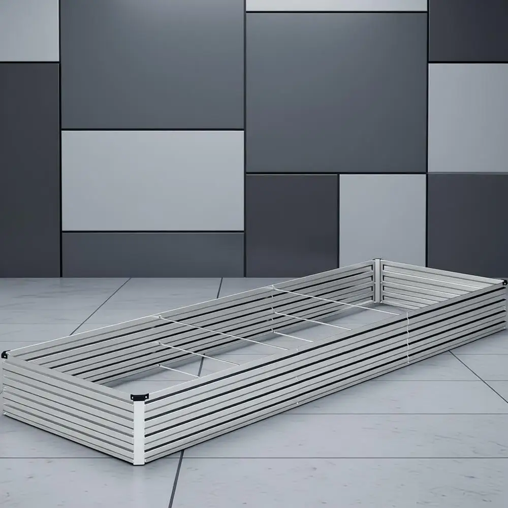 

Металлические оцинкованные грядки 10x3x1T, большие уличные кашпо для овощей, цветов, трав - серебристые