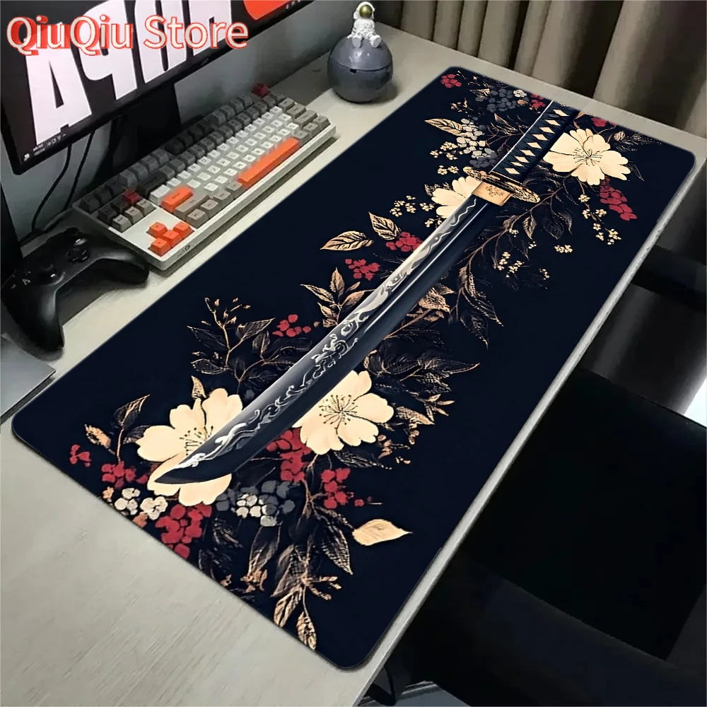 

900x400 Samurai sword Black and White Mousepad Anime Computer Accessories Mouse Pad Office Laptop Desk Mat Carpet Gamer Playmat