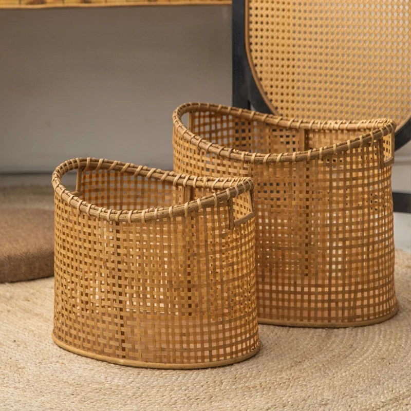 

Rattan Laundry Basket Hollow Storage Basket Multifunctional Dirty Laundry Baskets Environmental Health Wicker Basket