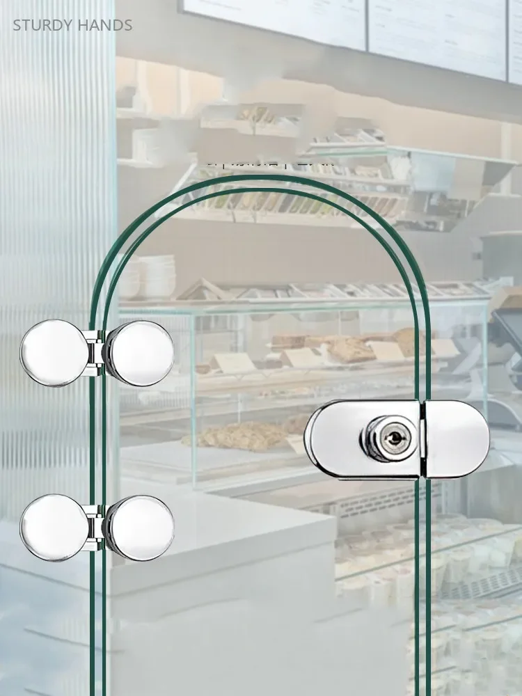 1pc Cooked Food Window Glass Door Special Hinge 180 Degree Double Round Glass Fixed Clamp Frameless Glass Door Hinge