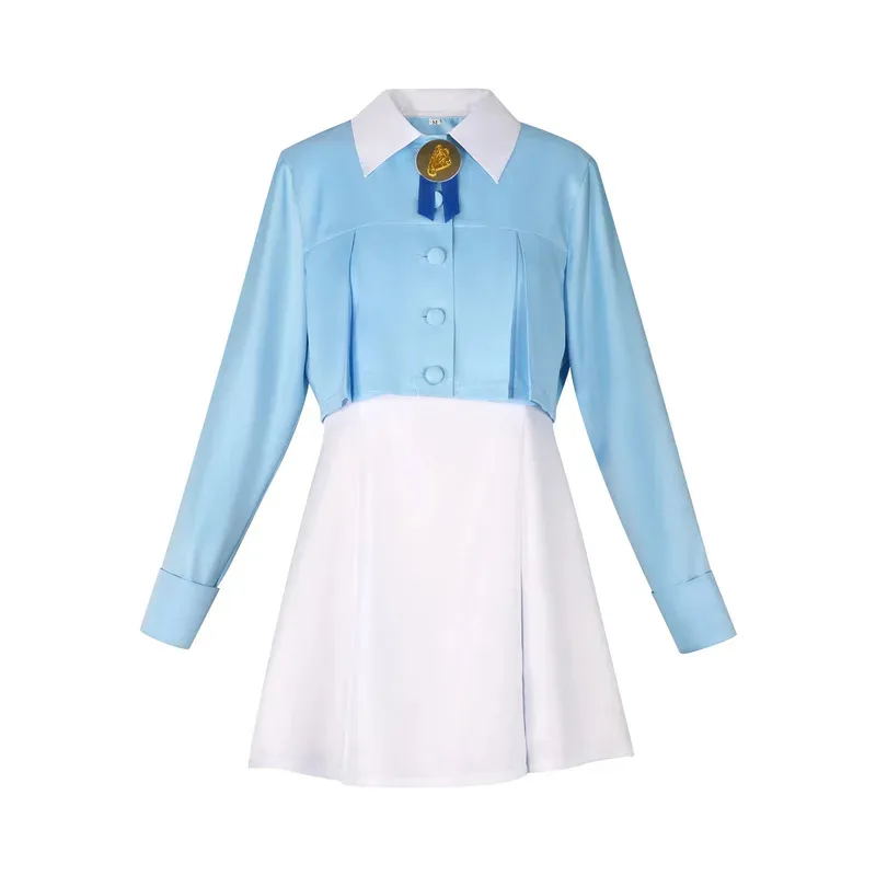 

Anime Cardcaptor Kinomoto Sakura Cosplay Costume Blue White Uniform Wig Halloween Party for Women Daily Skirt