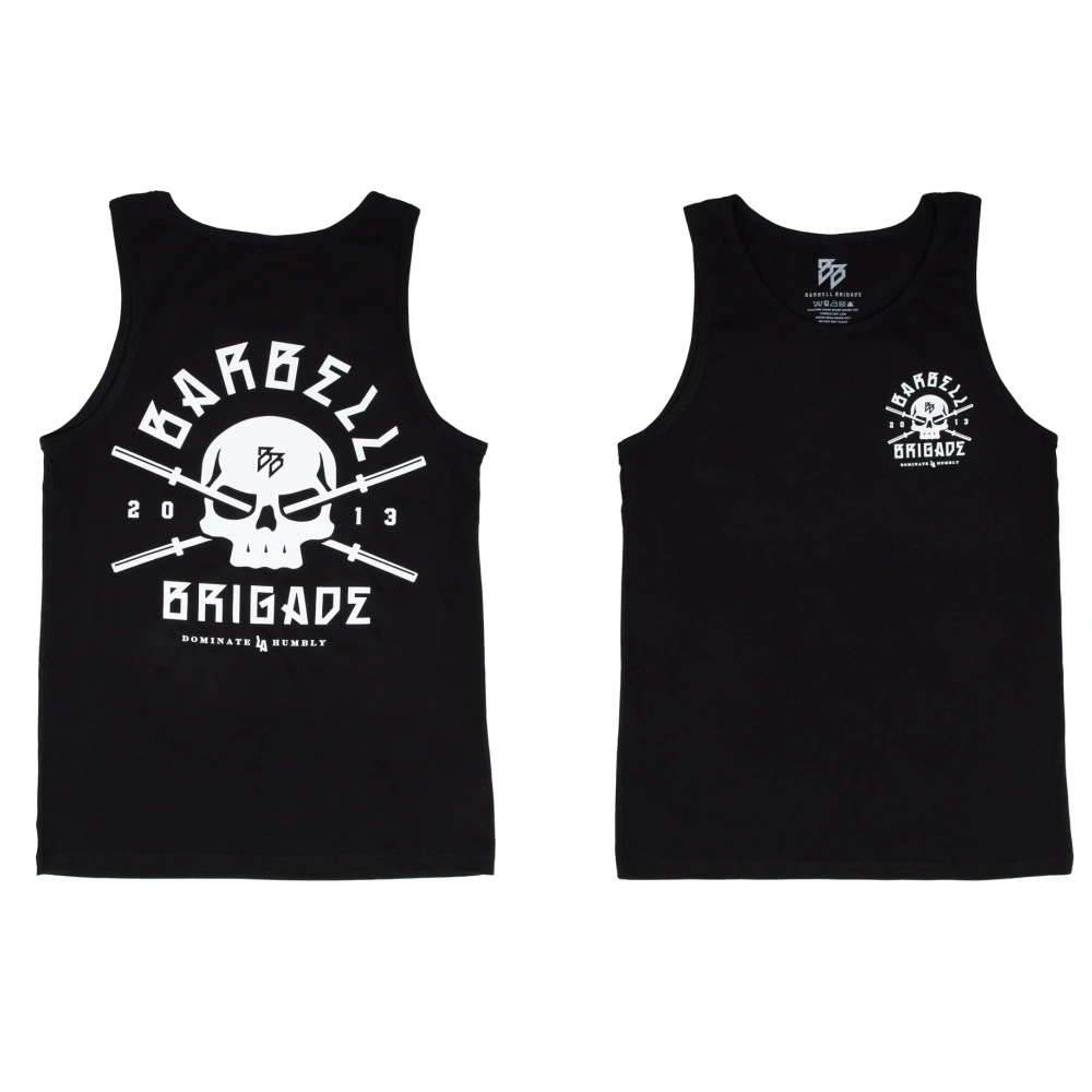 BARBELL Men\'s Cotton Sleeveless Shirt Skull Bodybuilding Workout Tank Tops Muscle Fitness Sports Shirts Male Gym Stringer Vest