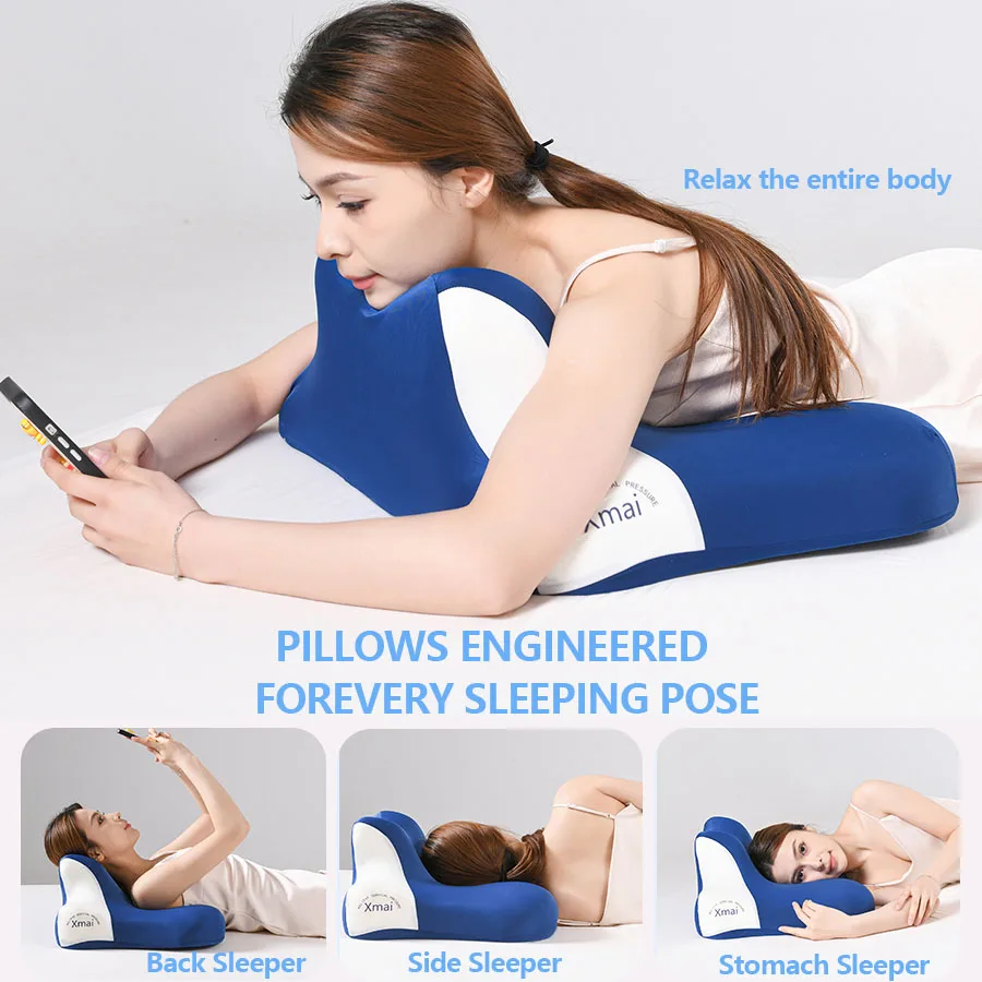Slow Rebound Memory Pillow for Both Sitting Sleeping Neck Protection Pillow, Bedroom Cushion Side Sleeping, Removable Washable