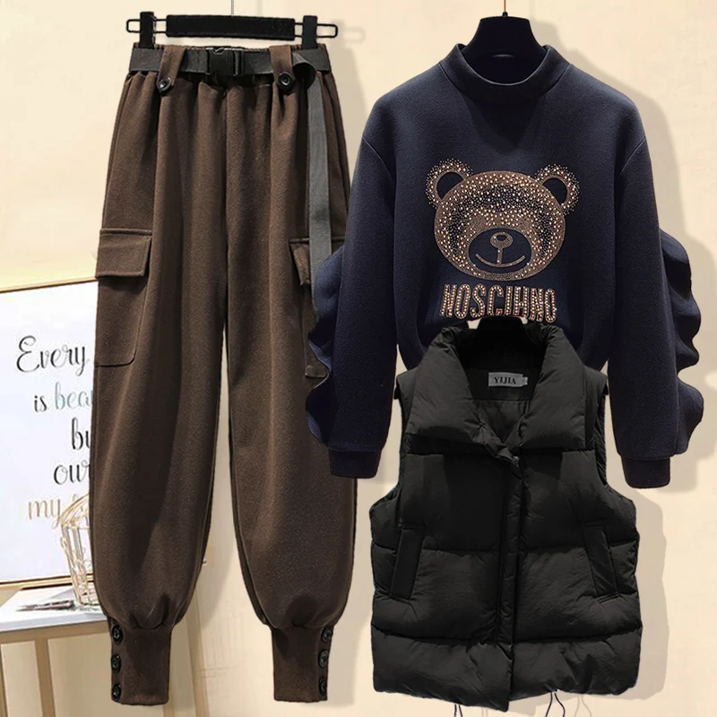 Set primaverile da donna, casual, dimagrante, maglietta, felpa con cappuccio, sistema di sale, pantaloni da lavoro, completo per giovani donne