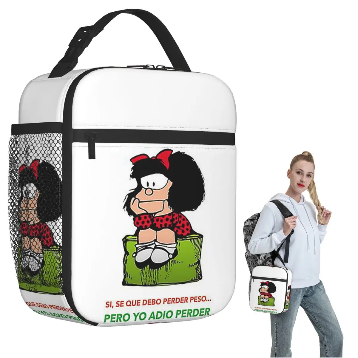 Mafalda Quino Comics Insulated Lunch Bag for Women Kids Portable Food Boxes Thermal Lunch Box Tote