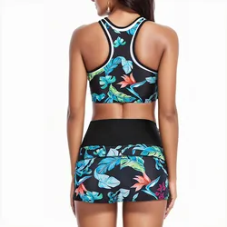 Women's Large Size Swimsuit Two Piece Summer Casual Beach Tankini Shorts Swimsuit Fashion Floral Printed Bikini Swimwear