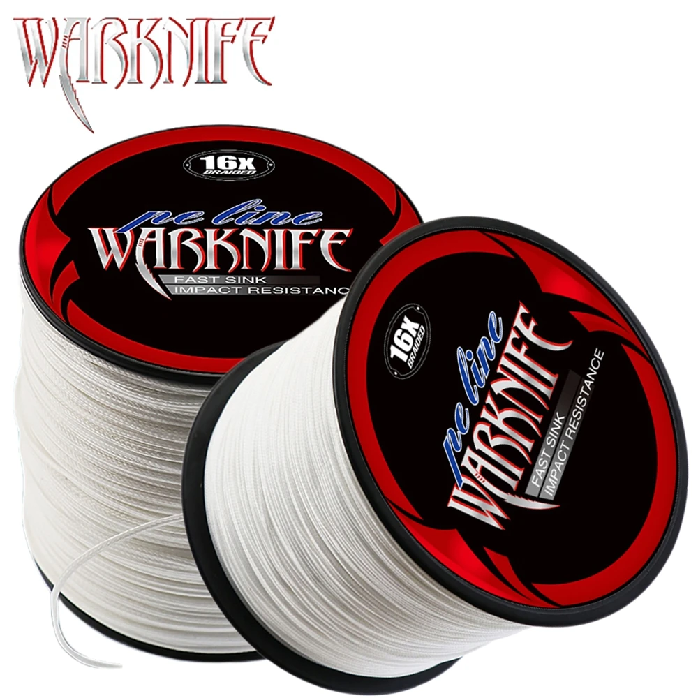 Warknife 16 Strands 100M - 2000M Hollow Core PE Braid Extreme Japan Braided Fishing Line 20LBs-500LBs Fishing Assist Line White