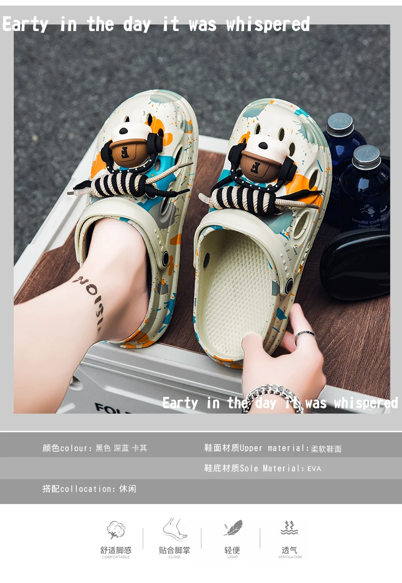 Modische und einzigartige Herren-Clogs mit DIY-Accessoires, geeignet für den Innen- und Außenbereich, Garten und Strand. – Detail 4