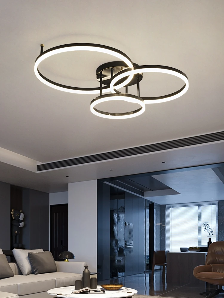 All-copper acrylic ring ring ring three-color full-spectrum eye protection living room bedroom ceiling lamp