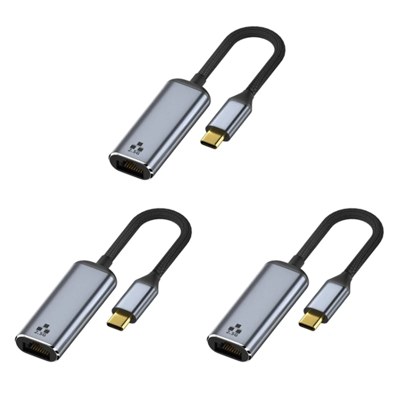 

3X 2500 Мбит/с 2,5G USB C Ethernet-адаптер 2,5 Gigabit Type C к сетевой карте Lan RJ45 для адаптера Ipad Pro USB 3.0