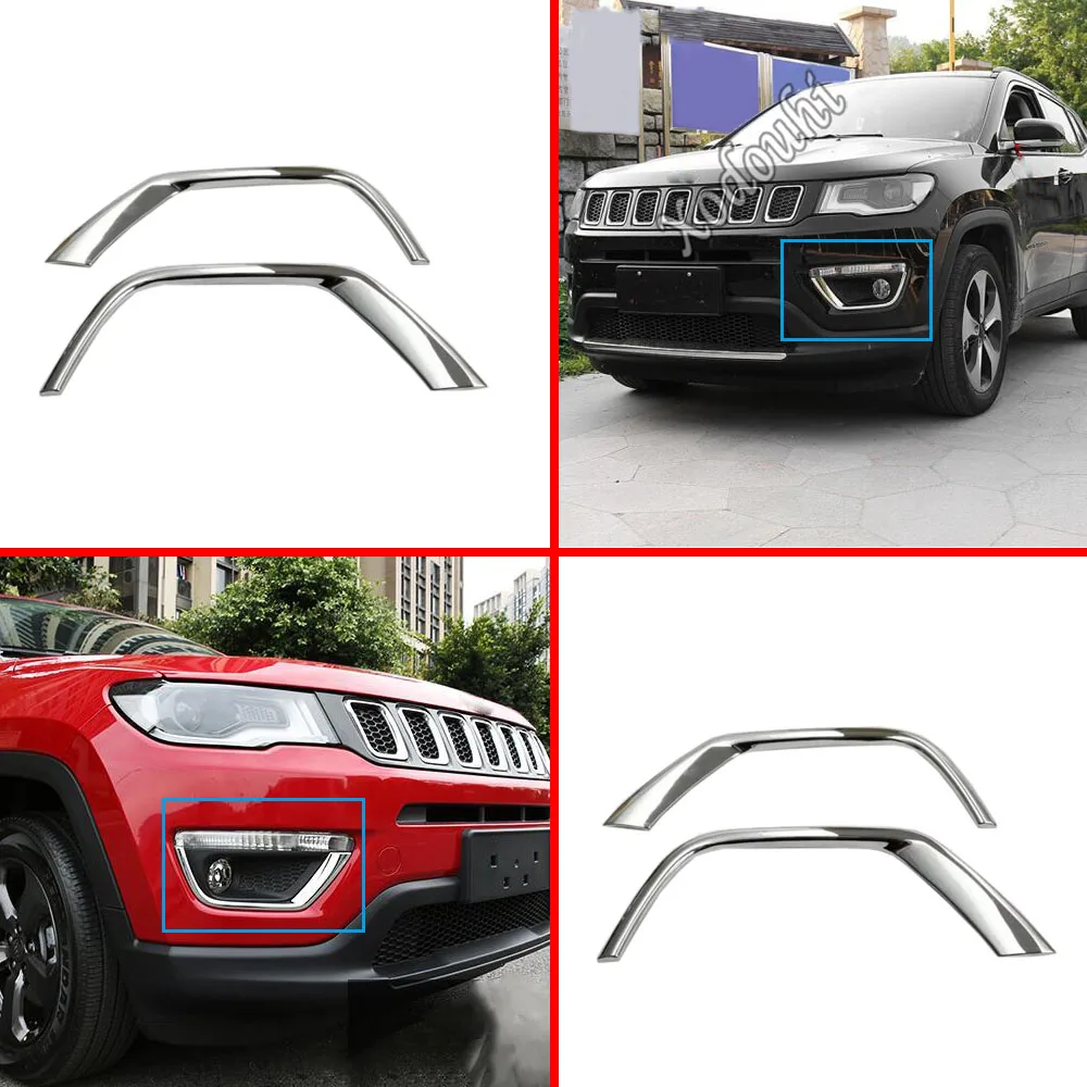 

Car Front Head Fog Light Lamp Frame Stick ABS Cover Trim Panel Frame Eyebrow Hood For Jeep Compass 2017 2018 2019 2020 2021 2022