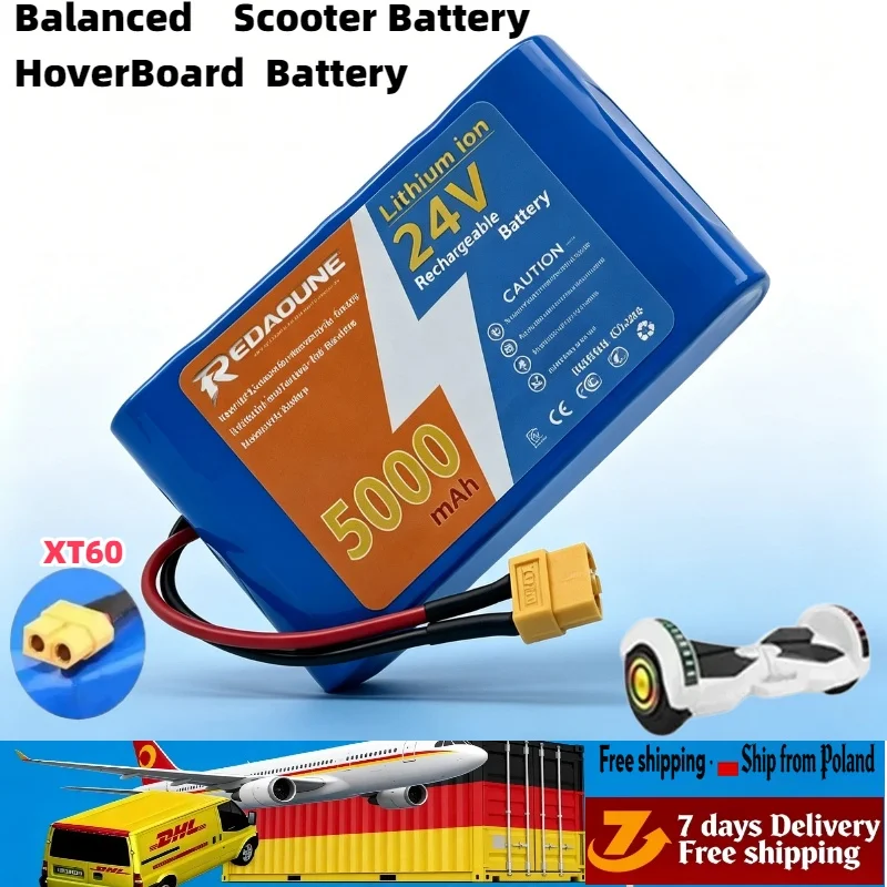 Große Kapazität, 24V 5000mAh 18650 Zellen 6S2P Lithium-Ionen-Akku, langlebiges Ersatzteil mit integriertem Überladeschutz, stabile Stromversorgung, zuverlässige Ersatzkomponente für Elektroroller und