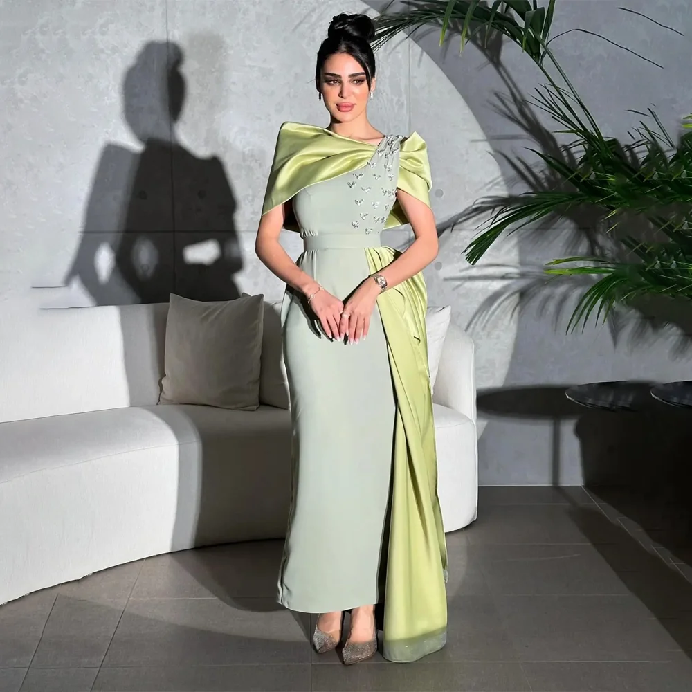 

MANRUIXIN Customized Saudi Green Prom Dress Women Beaded Party Evening Dresses Ankle Length Mermaid Special Occasion Gowns