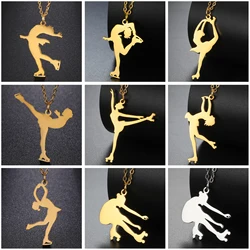 Unift Figure Ice Skater Necklace for Women Daughter Stainless Steel Roller Skating Sport Artistic Skating Girl Jewelry Trendy