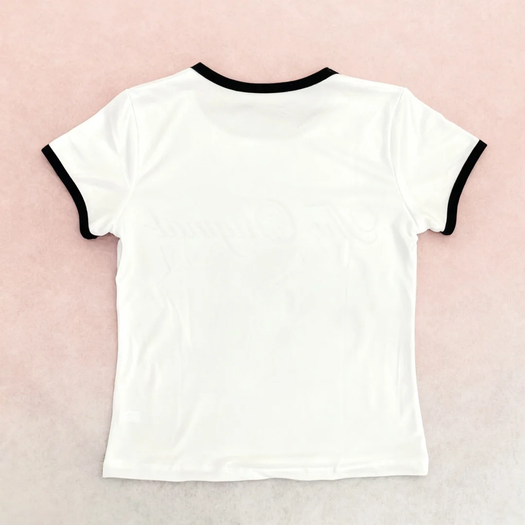 Damen-T-Shirt im Y2K-Stil, lässig, schmale Passform, kurzärmelig, Rundhalsausschnitt, bedruckter Buchstabe, europäisch und amerikanisch inspiriert, Hot Girl Top