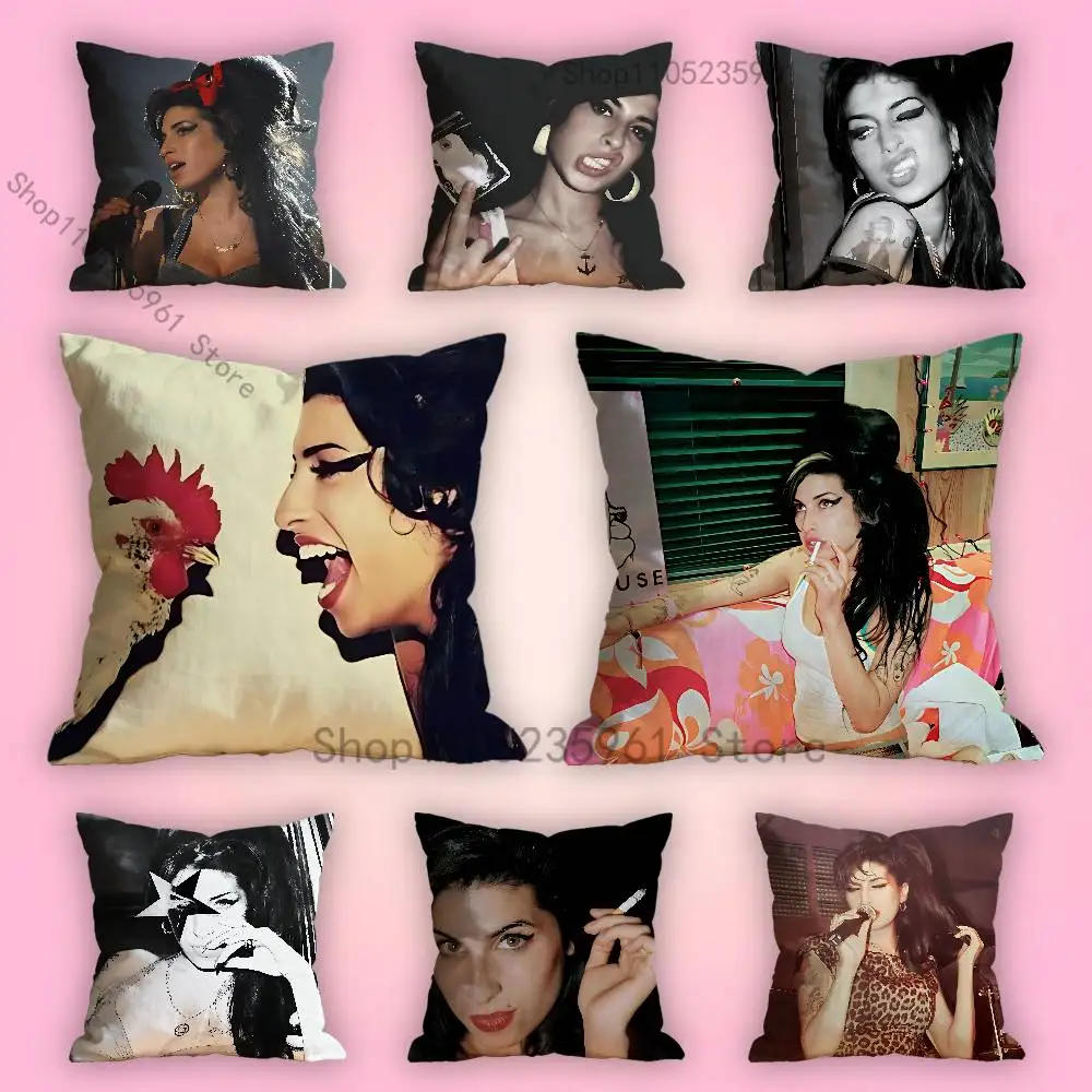 

A-Amy W-Winehouse Jazz Pillowcase for Sofa Room Office Decor Printing Protector Cushion Cover Valentine gift Custom