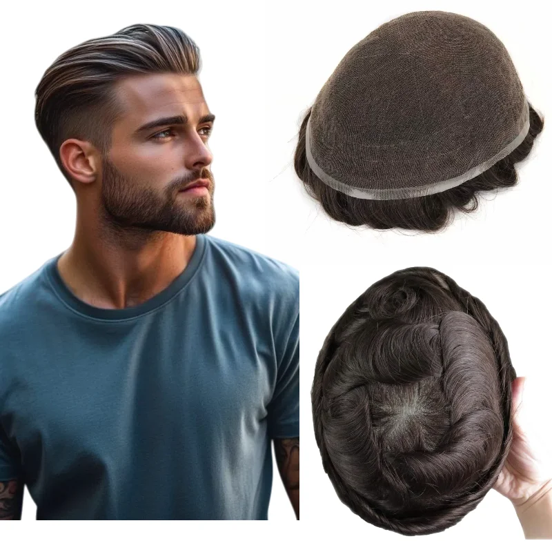 

Полный кружевной парик для мужчин из человеческих волос | 7x9 8x10 Замена парика фронта шнурка со свободным пробором