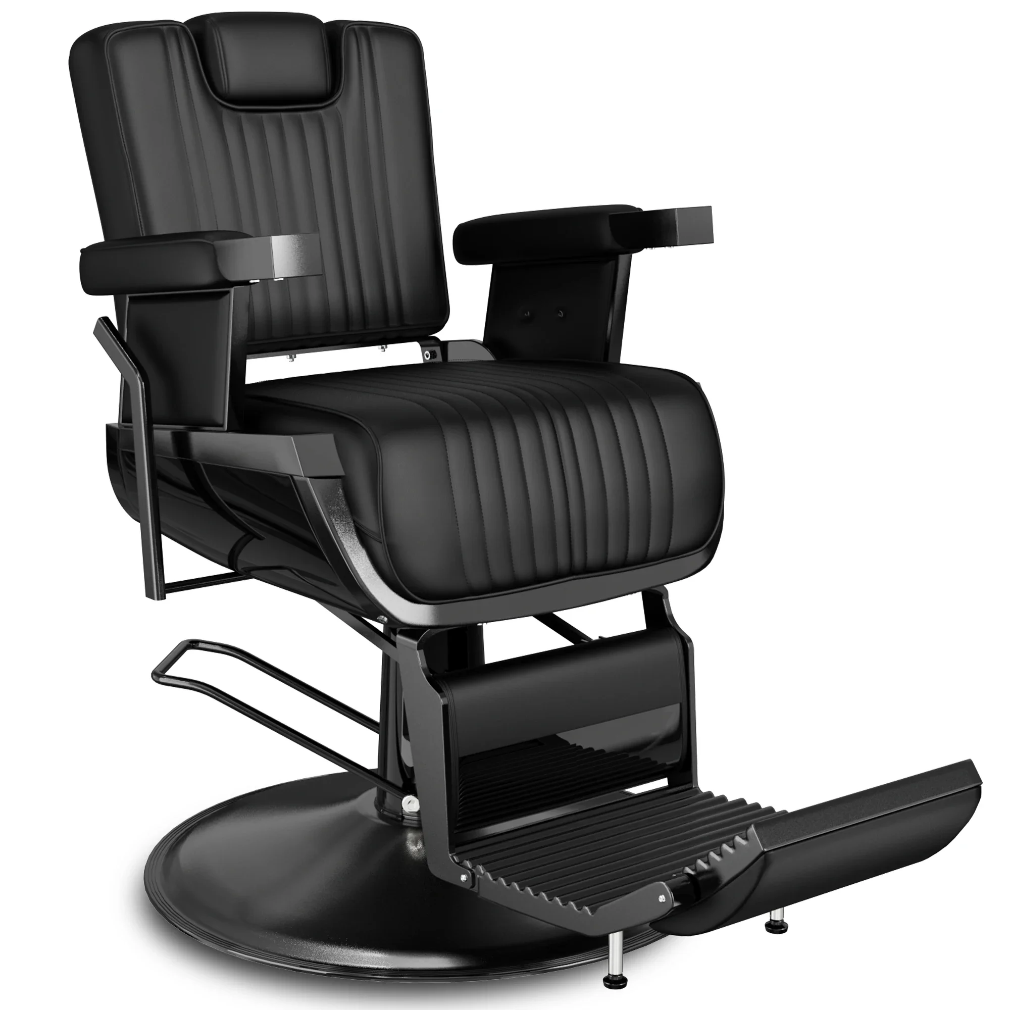 China Supplier Comfortable Seating Adjustable Backrest Modern Salon Chair All Black Barber Chair