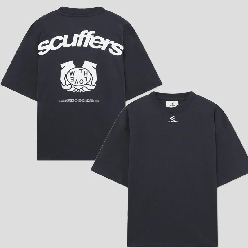 Harajuku Scuffers Logo Short Sleeve Gothic Korea New Gothic Oversized T-Shirt Street Top Trash Y2k Clothes Men's Women's Same