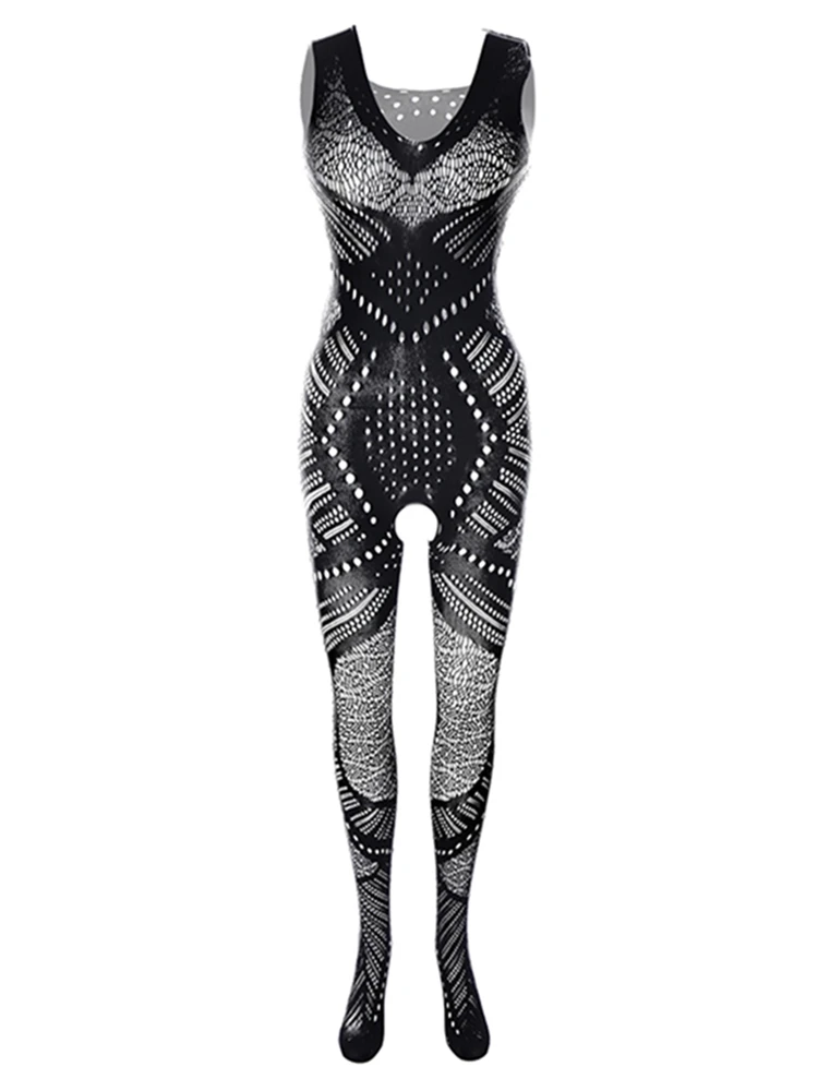 Hot Selling Men\'s Sex Jumpsuit One-piece Fishing Net Full Body Stocking Clothes Gay Erotic Mesh Transparent Temptation Body Suit