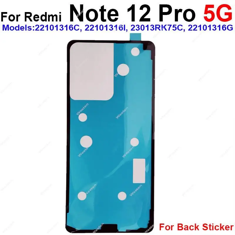 Back Battery Housing Cover For Xiaomi Redmi Note 12 Pro+ Plus 12 Discovery 5G Rear Battery Housing Cover Adhesive Sticker Glue