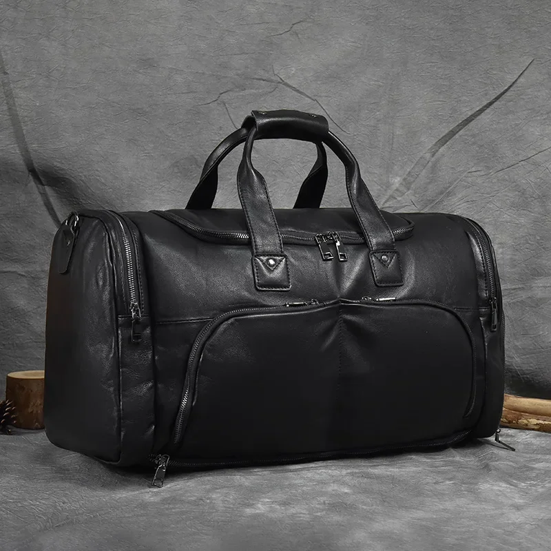 

Large Travel Handbags Real Cowhide Men's Leather Travel Bags Duffle Bag Weeker Bags Soft Cowhide Men Women Travel Luggage Bag
